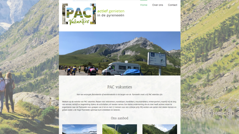 Printscreen website Pac vakanties