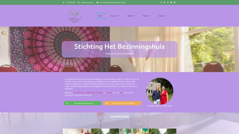 Printscreen website Stichting Het Bezinningshuis