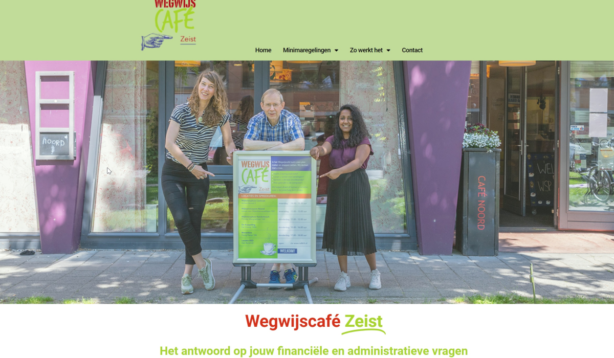 Schermafbeelding Wegwijscafe – groot Printscreen website Wegwijscafé Zeist